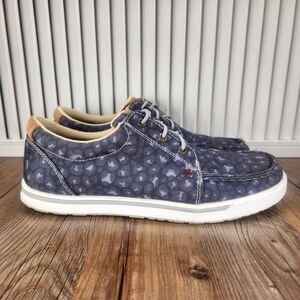 Twisted X Hooey Loper Women 9.5 Blue Leopard Print Casual Sneakers Shoes WHYC025